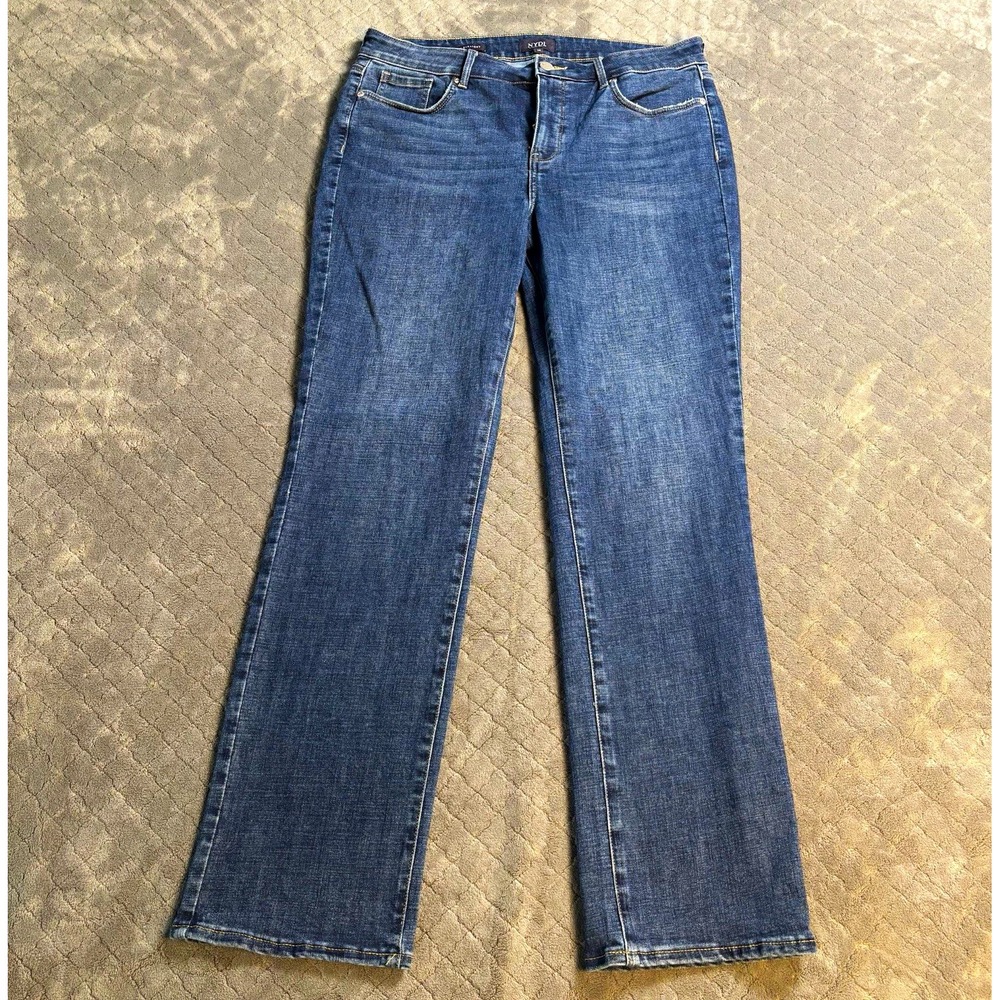 NYDJ Marilyn Straight Jeans Women's Size 14 Blue Denim Stretch Lift Tuck